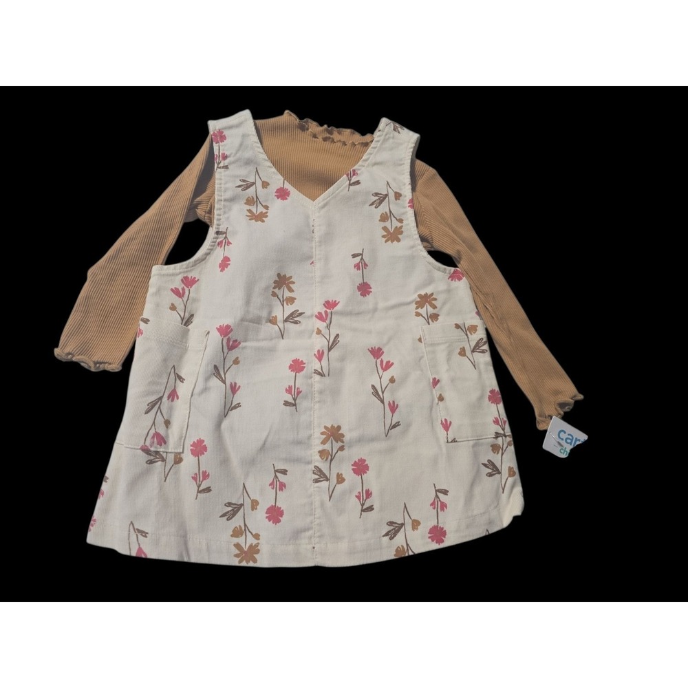 Carters 3T Girls Floral Corduroy Jumper Dress‎ and Ribbed Top Set